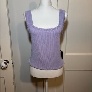 Lulu’s Leisure Life Lavender Ribbed Square Neck Tank Top